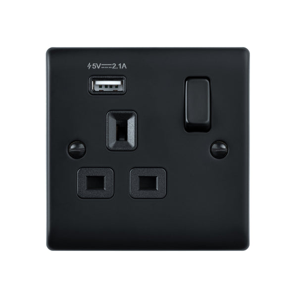 Saxby RS413BLB 13A 1G DP Switched Socket with 2.1V USB