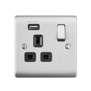 Saxby RS413BSB 13A 1G DP Switched Socket with 2.1V USB
