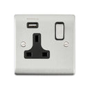 Saxby RS413BSB 13A 1G DP Switched Socket with 2.1V USB - Saxby - Falcon Electrical