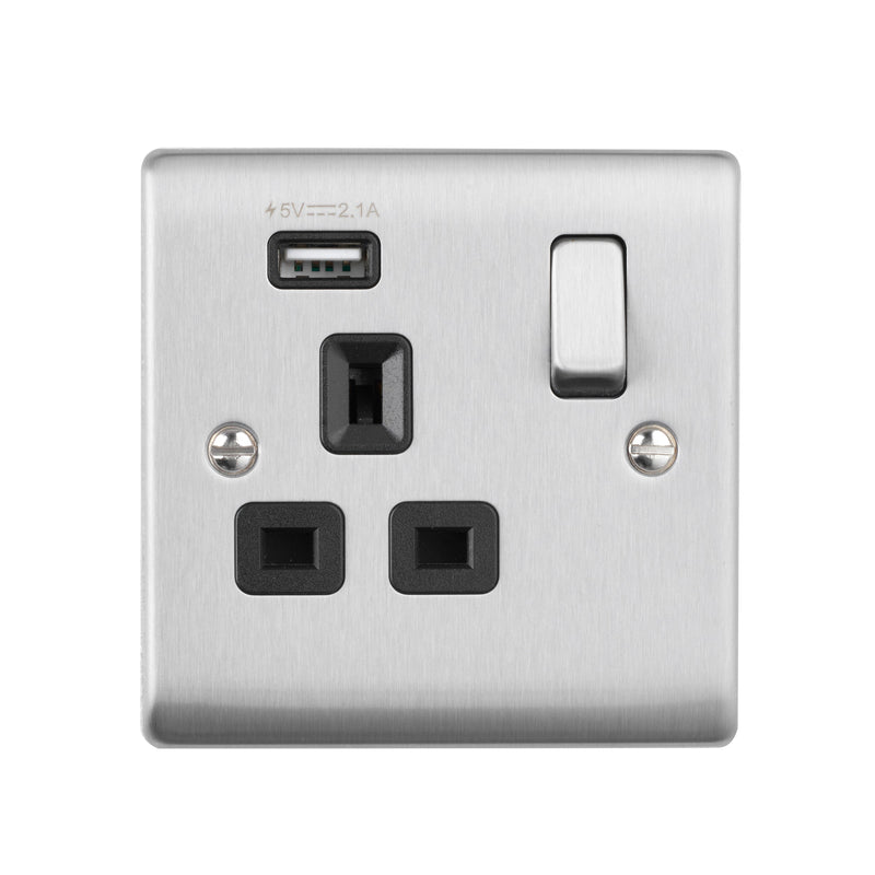 Saxby RS413BSB 13A 1G DP Switched Socket with 2.1V USB