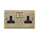 Saxby RS422ABB Raised Screwed 13A 2G DP Switched Socket - Antique Brass With Black Insert