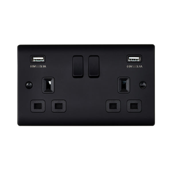 Saxby RS423BLB 13A 2G DP Switched Socket with twin 5V USB