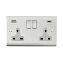 Saxby RS424BSG 13A 2G DP Switched Socket with 45W USB A+C - Saxby - Falcon Electrical