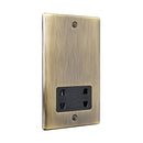 Saxby RS441ABB Raised Screwed Dual Voltage Shaver Socket - Antique Brass With Black Insert
