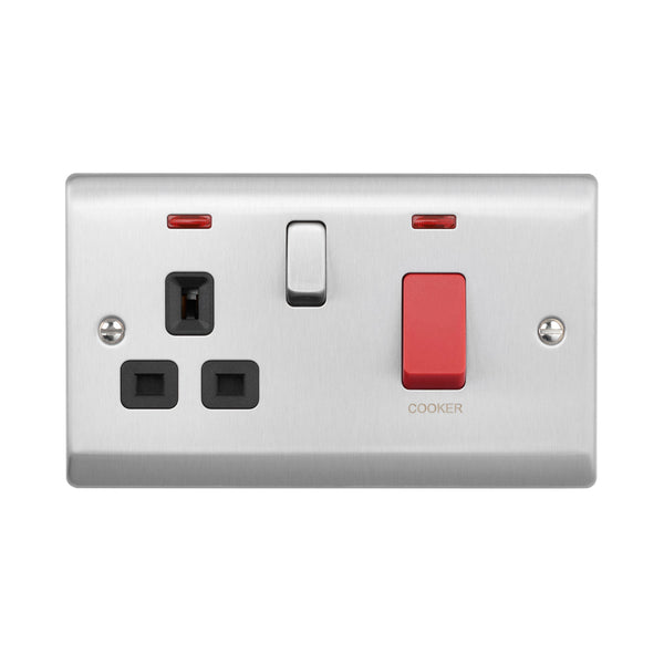 Saxby RS551BSB 45A DP Cooker Switch with 13A Socket with Neon
