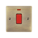 Saxby RS553ABB Raised Screwed 45A 1G DP Switch with Neon - Antique Brass With Black Insert