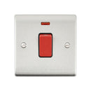 Saxby RS553BSB Raised Screwed 45A 1G DP Switch with Neon - Brushed Steel With Black Insert