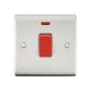 Saxby RS553BSG Raised Screwed 45A 1G DP Switch with Neon - Brushed Steel With Grey Insert