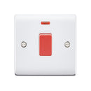 Saxby RS553PCW Raised Screwed 45A 1G DP Switch with Neon - Polished Chrome With White Insert