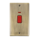 Saxby RS555ABB Raised Screwed 45A Large Plate DP Switch with Neon - Antique Brass With Black Insert