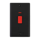 Saxby RS555BLB Raised Screwed 45A Large Plate DP Switch with Neon - Matt Black With Black Insert
