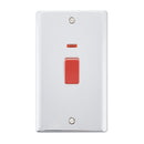Saxby RS555PCW Raised Screwed 45A Large Plate DP Switch with Neon - Polished Chrome With White Insert