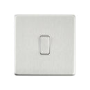 Saxby SL101BSW Screwless 10AX 1G 2-Way Switch - Brushed Steel With White Insert