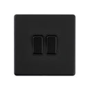 Saxby SL102BLB Screwless 10AX 2G 2-Way Switch - Matt Black With Black Insert