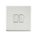 Saxby SL102BSW Screwless 10AX 2G 2-Way Switch - Brushed Steel With White Insert