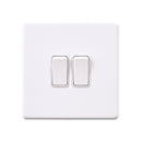Saxby SL102WHW Screwless 10AX 2G 2-Way Switch - Matt White With White Insert