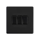 Saxby SL103BLB Screwless 10AX 3G 2-Way Switch - Matt Black With Black Insert