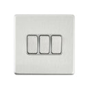 Saxby SL103BSG Screwless 10AX 3G 2-Way Switch - Brushed Steel With Grey Insert