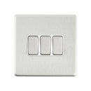 Saxby SL103BSW Screwless 10AX 3G 2-Way Switch - Brushed Steel With White Insert