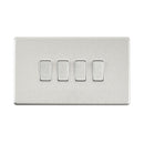 Saxby SL104BSW Screwless 10AX 4G 2-Way Switch - Brushed Steel With White Insert