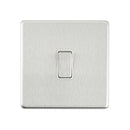 Saxby SL109BSW Screwless 10AX 1G Intermediate Switch - Brushed Steel With White Insert