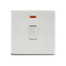 Saxby SL271BSW Screwless 20A 1G DP Switch With Neon - Brushed Steel With White Insert