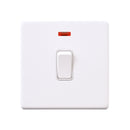 Saxby SL271WHW Screwless 20A 1G DP Switch With Neon - Matt White With White Insert