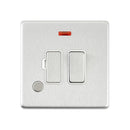 Saxby SL323BSW Screwless 13A Switched Fused Spur Unit with Flex Outlet and Neon - Brushed Steel With White Insert