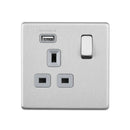 Saxby SL413BSG 13A 1G DP Switched Socket with 2.1V USB