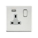 Saxby SL413BSG 13A 1G DP Switched Socket with 2.1V USB - Saxby - Falcon Electrical