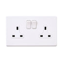 Saxby SL422WHW Screwless 13A 2G DP Switched Socket - Matt White With White Insert