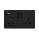 Saxby SL424BLB 13A 2G DP Switched Socket with 45W USB A+C - Saxby - Falcon Electrical