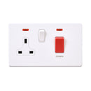 Saxby SL551WHW Screwless 45A DP Cooker Switch with 13A Socket with Neon - Matt White With White Insert