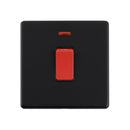 Saxby SL553BLB Screwless 45A 1G DP Switch with Neon - Matt Black With Black Insert