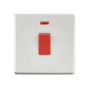 Saxby SL553BSW Screwless 45A 1G DP Switch with Neon - Brushed Steel With White Insert