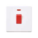 Saxby SL553WHW Screwless 45A 1G DP Switch with Neon - Matt White With White Insert