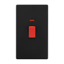 Saxby SL555BLB Screwless 45A Large Plate DP Switch with Neon - Matt Black With Black Insert