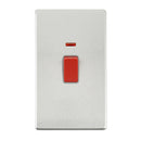 Saxby SL555BSG Screwless 45A Large Plate DP Switch with Neon - Brushed Steel With Grey Insert