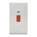 Saxby SL555BSW Screwless 45A Large Plate DP Switch with Neon - Brushed Steel With White Insert