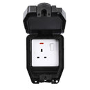 Saxby WP412B Weatherproof 13A 1G DP Switched Socket - Black
