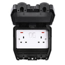 Saxby WP422B Weatherproof 13A 2G DP Switched Socket - Black