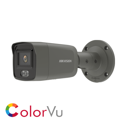 Hikvision DS-2CD2047G2-LU(2.8mm)(C)(GREY) 4MP AcuSense & ColorVu external bullet, 2.8mm lens, IP67, H.265+, DC12V & PoE, WDR, built in microphone - Hikvision - Falcon Electrical UK