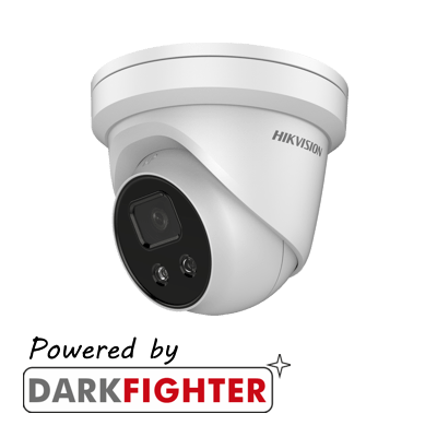 Hikvision DS-2CD2386G2-ISU/SL(2.8mm)(C) 8MP AcuSense external turret, 2.8mm lens, IP66, H.265+, DC12V & PoE, WDR, 30m IR, built in microphone, built in speaker and alarm, Active strobe light and audio alarm to warn intruders off - Hikvision - Falcon Electrical UK