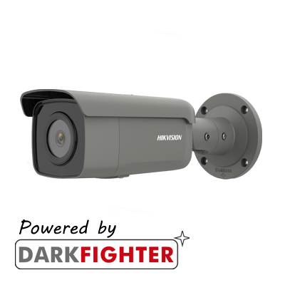 Hikvision DS-2CD2T46G2-2I(4MM)/GREY 4MP AcuSense external bullet, 4mm fixedlens, H.265+, DC12V & PoE, WDR, 60m IR - Hikvision - Falcon Electrical UK