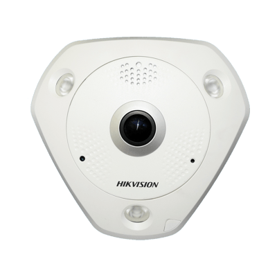 Hikvision DS-2CD6365G0-IVS(1.27mm)(B) 6MP external fisheye, 1.27mm lens, IP67, Vandal Resistant, H.265+, DC12V & PoE, DWDR, 15m IR, Audio/Alarm IO - Hikvision - Falcon Electrical UK
