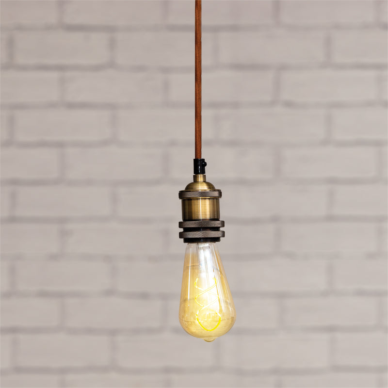 Eagle E390AB E27 Vintage Pendant Lampholder (1.8m Drop) - Antique Brass