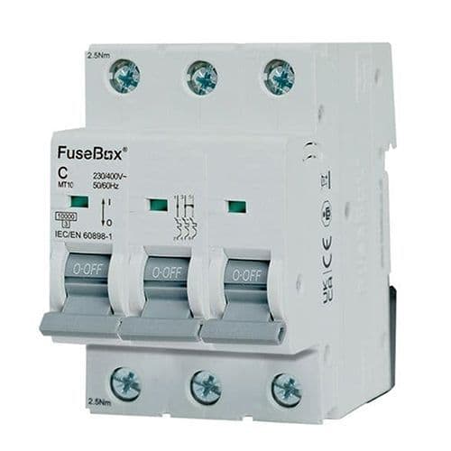 Fusebox MT10C633 3 Phase, MCB, Triple Pole 63A 10kA,Curve C - Fusebox - Falcon Electrical UK