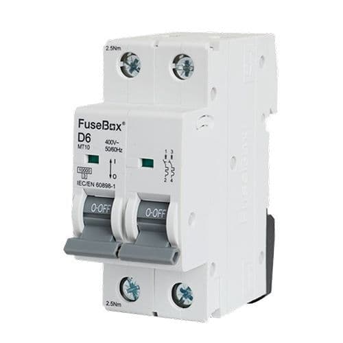 Fusebox MT10D062 3 Phase, MCB, Double Pole 6A 10kA,Curve D - Fusebox - Falcon Electrical UK