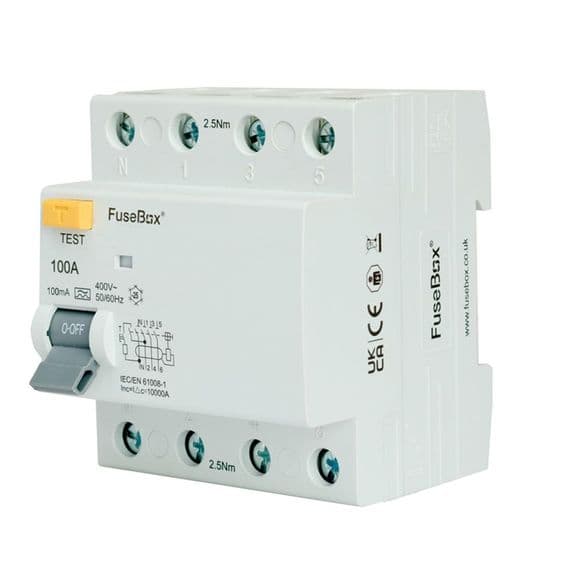 Fusebox RTA1001004S 3 Phase, RCD, 100A 100mA, 4P, Type S, Time delayed - Fusebox - Falcon Electrical UK
