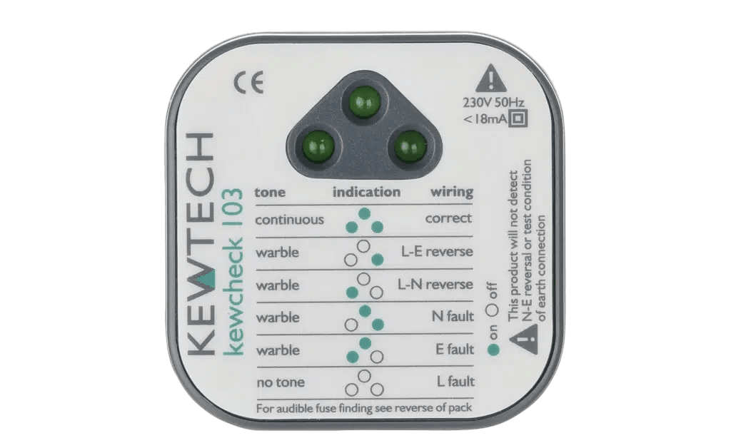 Kewtech KEWCHECK 103 Plug In Socket Tester + Buzzer
